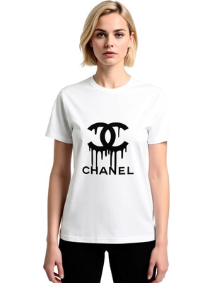 PayBuy Kadın Grafik Baskılı Kısa Kollu Yuvarlak Yaka Pamuklu Tişört Lüks Moda Tasarımı Günlük Rahat Modern