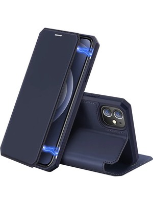 Ankaverse Dux Ducis iPhone 12 Mini Kılıf Mıkantıslı Kapaklı Flip Cover Kılıf Skin x Series Flip CASE-(5775)