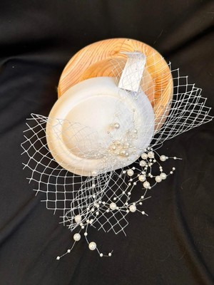 BBA Tulle Store Vualet, Nikah Şapkası Fileli Fascinator Gelin Saç Tokası Düğün Nişan Söz Fotoğraf Çekimi Aksesuarı Beyaz Tüllü Fascinator