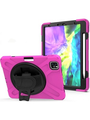 Ankaverse iPad Air 4. Nesil 10.9 Kılıf Shockproof 3 Katmanlı Standlı Zırh Kılıf Kalem YERLI-(5775)
