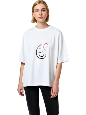 PayBuy Fil Başı Tilak Ruhsal Sanat Baskılı Kadın Oversize Tişört