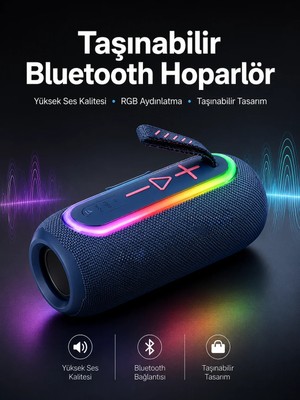 Astraltech Kablosuz Bluetooth Hoparlör Uzun Pil Ömrü Taşınabilir