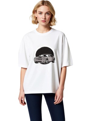 PayBuy Klasik Kas Araç Yarış Rüyası Baskılı Kadın Oversize Tişört