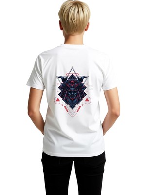PayBuy Samuray Miğferi Geometrik Desen Baskılı Kadın Tişört