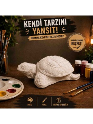 Generic Alçı Kaplumbağa Boyama Seti - Çocuklar Için Dıy Hobi ve Sanat Etkinlik Seti (Boya ve Fırça Dahil)