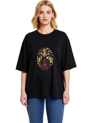 PayBuy Sombreolu Kültürel Kutlama Baskılı Kadın Oversize Tişört