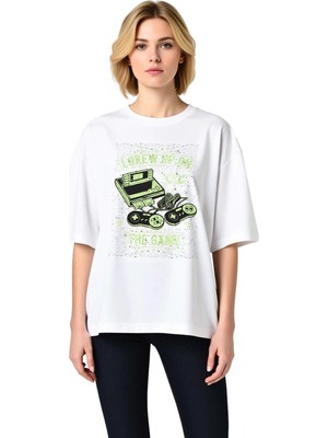 PayBuy Retro Oyun Nostaljisi Baskılı Kadın Oversize Tişört