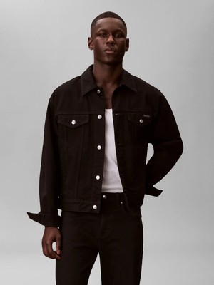 Calvin Klein Erkek Siyah Calvin Klein 90S Ck Classıc Black, Jw4, M Siyah Erkek Kot Ceket