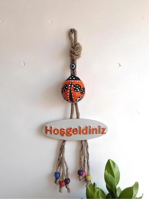 Grimsi Turuncu Uğur Böceği Hoşgeldiniz Dekoratif Kapı Duvar Süsü