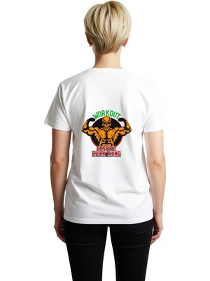 PayBuy Kadın Motivasyon Baskılı Grafik Tişört Kas Figürü Retro Spor Tasarımı Günlük Konforlu Rahat Modern