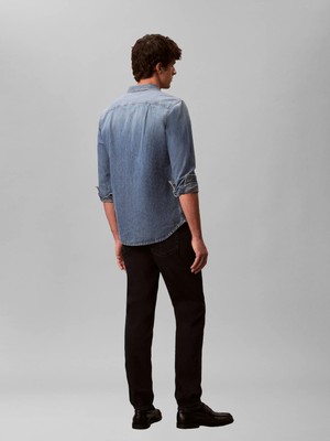 Calvin Klein Erkek Lacivert Calvin Klein Slım Taper Blue Blac, Ef7, 30, 30 Lacivert Erkek Kot Pantolon