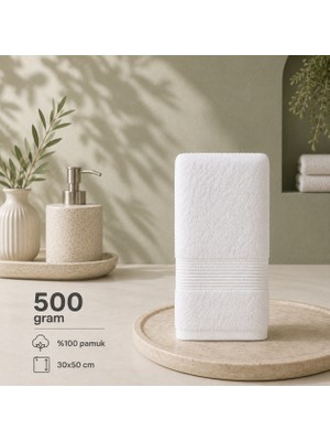%100 Pamuk 30X50 Fitilli Beyaz El Havlusu 500 Gram