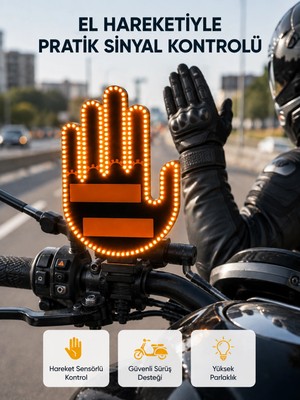 Najmaddin Karg 176 LED Amber Renkli El Hareketiyle Kontrol Edilen Motosiklet Dönüş Sinyali Najmad
