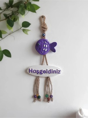 Grimsi Mor Balık Dekoratif Hoşgeldiniz Kapı Duvar Süsü