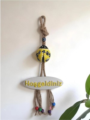 Grimsi Sarı Uğur Böceği Hoşgeldiniz Dekoratif Kapı Duvar Süsü