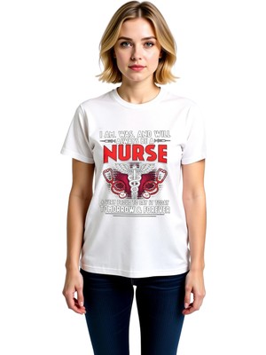 PayBuy Kadın Hemşirelik Mesleği Baskılı Tişört Stethoscope Kanat Desenli Rahat Kesim Konforlu Günlük Modern
