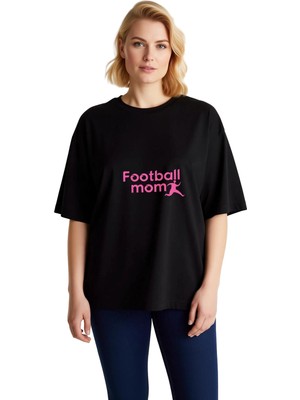 PayBuy Kadın Oversize Futbol Aşkı Baskılı Tişört Rahat Kesim Kısa Kol Yuvarlak Yaka Grafik Desen Günlük
