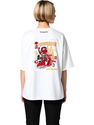 PayBuy Kadın Oversize Grafik Baskılı Tişört Scooter Temalı Retro Slogan Tasarımı Rahat Kesim Günlük Modern