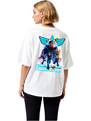 PayBuy Kadın Oversize Grafik Baskılı Tişört Uzay Temalı Retro Yazı Detaylı Rahat Kesim Günlük Giyim Modern