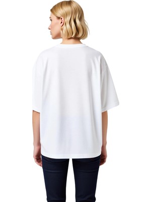 PayBuy Kadın Oversize Tişört Boho Tarzı Çiçekli Hayvan Kafası Suluboya Baskı Rahat Kesim Günlük Modern