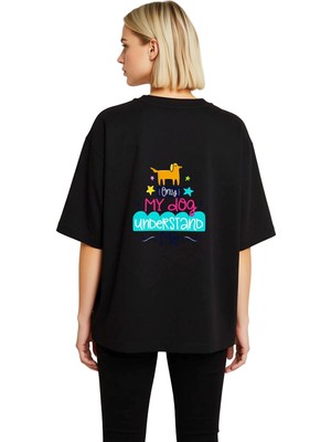PayBuy Kadın Oversize Köpek Sevgisi Temalı Grafik Baskılı Rahat Kesim Günlük Tişört Modern Şık Konforlu