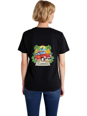 PayBuy Yaz Retro Beetle Sörf Tasarımı Baskılı Kadın Tişört