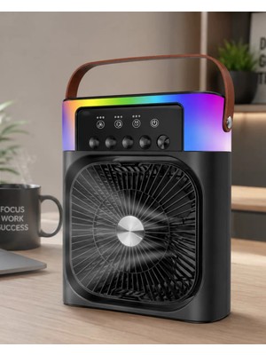 Ankaverse Taşınabilir Sprey Fan Rgb Işıklı Mini Klima Soğutucu Nemlendirici USB Şarjlı