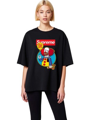 PayBuy Kadın Oversize Grafik Baskılı Kısa Kollu Tişört Karikatür Karakter Desen Rahat Kesim Günlük Modern