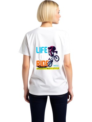 PayBuy Kadın Grafik Baskılı Bmx Freestyle Bisiklet Tişört Rahat Kesim Günlük Giyim Modern Stil Şık Konforlu
