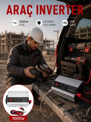 Ankaverse Araç Aküsünden Güvenli Elektrik Sağlayan 1000 Watt Inverter