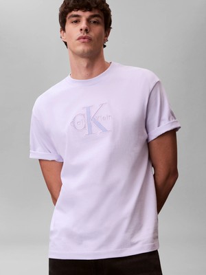 Calvin Klein Erkek Mor Calvin Klein Ss 16S Elevated Mono, 3oq, M Mor Erkek T-Shirt