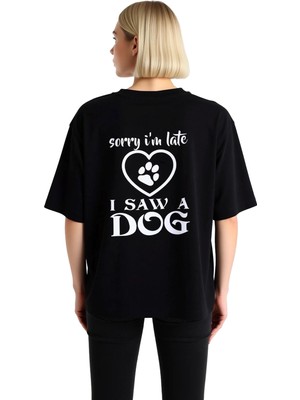 PayBuy Kadın Oversize Köpek Baskılı Tişört Kısa Kollu Yuvarlak Yaka Rahat Kesim Günlük Giyim Modern Şık