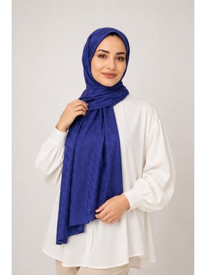 Revam Collection Su Yolu Desen Ipeksi Jakar Şal Yüksek Kalite Ithal Kumaş Saks