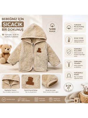 Poyraz Bebe Fermuarlı Kapüşonlu Bebek Peluş Welsoft