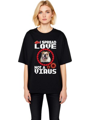 PayBuy Kadın Oversize Grafik Baskılı Tişört Köpek Sevgisi Temalı Rahat Kesim Kısa Kollu Günlük Giyim Modern