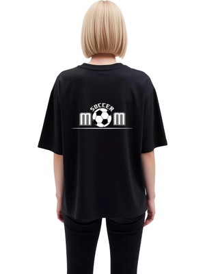 PayBuy Kadın Oversize Futbolcu Annesi Baskılı Kısa Kollu Tişört Rahat Kesim Günlük Giyim Modern Şık Zarif