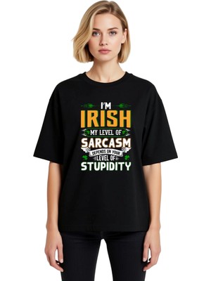 PayBuy Irlandalı Mizahı ve Alaycılık Baskılı Kadın Oversize Tişört