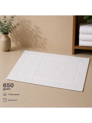 %100 Pamuk 50X70 Ayak Paspas Havlu Beyaz 650 Gram