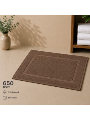 %100 Pamuk 50X70 Ayak Paspas Havlu Kahverengi 650 Gram