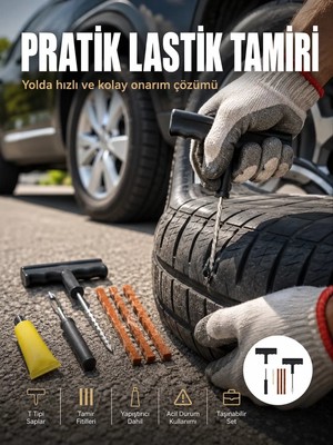 Ankaverse Otomobil Motosiklet Bisiklet Için Güvenli Lastik Tamir Kiti
