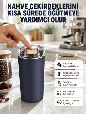Ankaverse Kahve ve Baharat Öğütücü Kolay Temizlenebilir Paslanmaz Çelik Taşınabilir