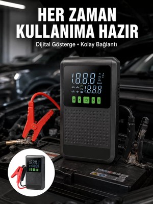 Ankaverse Taşınabilir Araç Akü Şarj Takviye Cihazı 150 Psı Dijital Kompresör Yeni Nesil