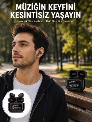 Ankaverse Kulak Içi Bluetooth Kulaklık Ekranlı Müzik Dinleme Çağrı Cevaplama Siyah Yeni Nesil