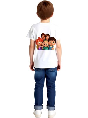 PayBuy Karikatür Aile Sarı Kıvırcık Bebek Baskılı Çocuk Tişört