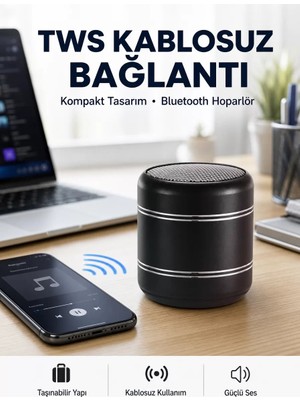 Ankaverse Taşınabilir Silindir Tasarım Bluetooth 5.0 Hoparlör Yüksek Bas Performanslı Yeni Nesil