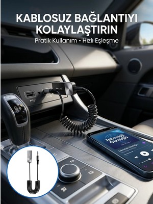 Ankaverse USB Bluetooth Aux Ses Adaptörü Kablosuz Müzik Aktarım Cihazı
