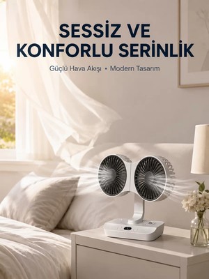 Ankaverse Duvara Monte Edilebilen Çift Başlıklı Sessiz Masa Fanı