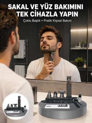 Ankaverse Çok Fonksiyonlu 9’u 1 Arada Tıraş Makinesi Şarjlı Saç Sakal Düzeltici Yeni Nesil