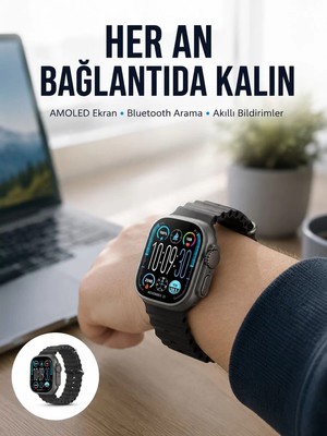 Ankaverse Amoled Akıllı Saat 49MM Bluetooth Arama Spor ve Sağlık Yeni Nesil
