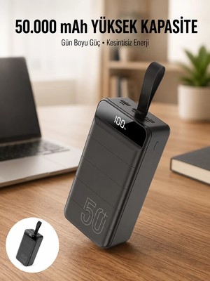 Ankaverse Hızlı Taşınabilir 50.000 Mah Powerbank LED Ekran Android ve Ios Uyumlu Yeni Nesil